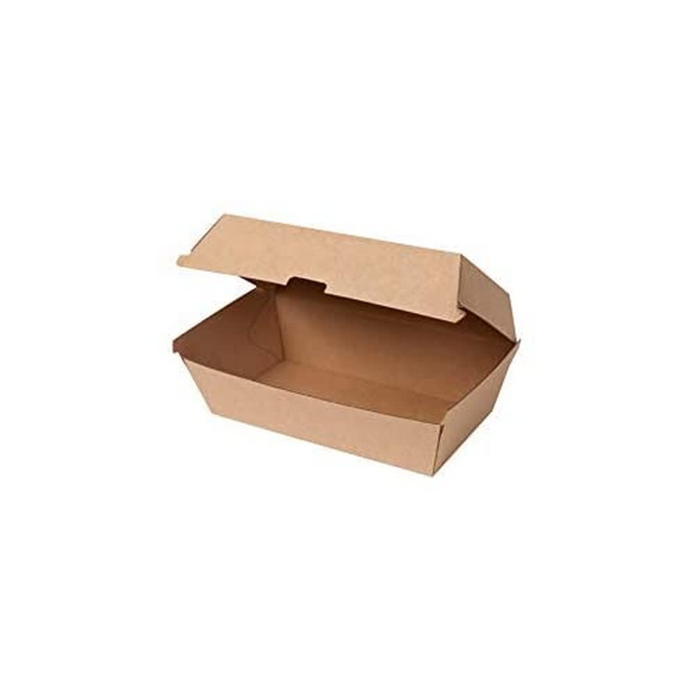 GREENBOX Take Away Kraftkarton Box 50 Stück I robuste Fast Food Boxen mit hohem Klappdeckel I Snack