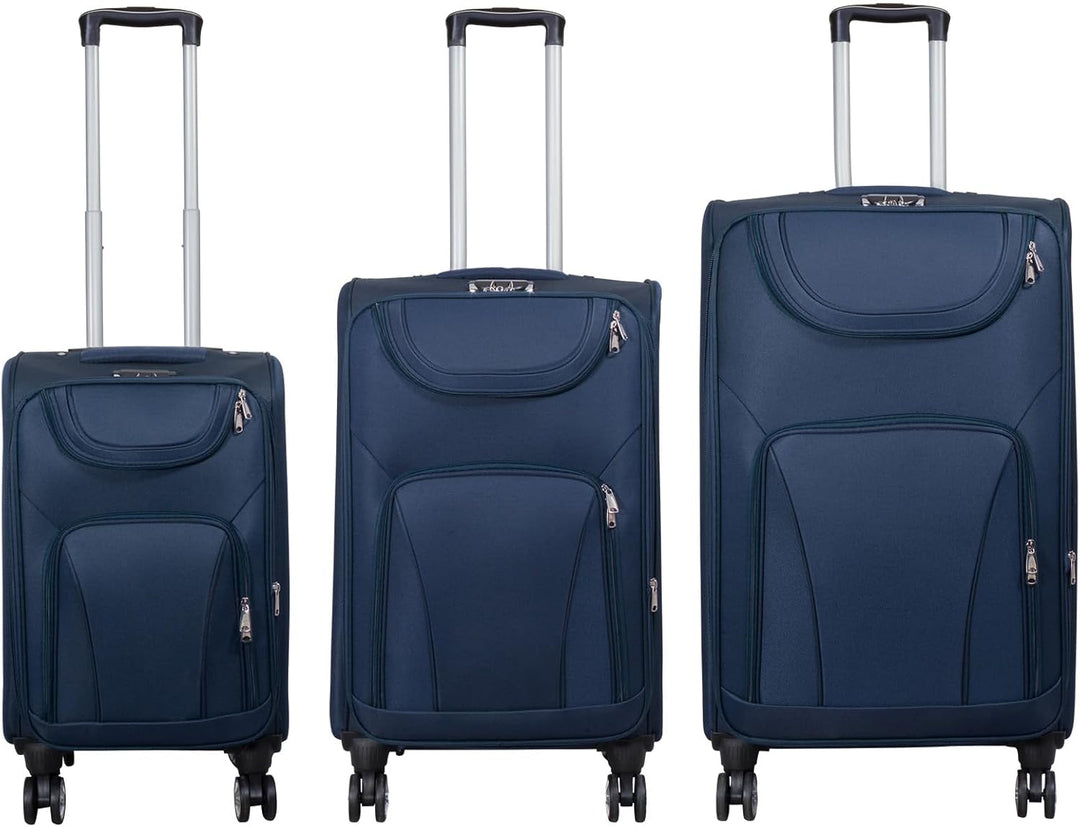 Trendyshop365 Weichgepäck Koffer-Set 3-teilig Maribor 4 Rollen Zahlenschloss Blau Kofferset 3 teilig