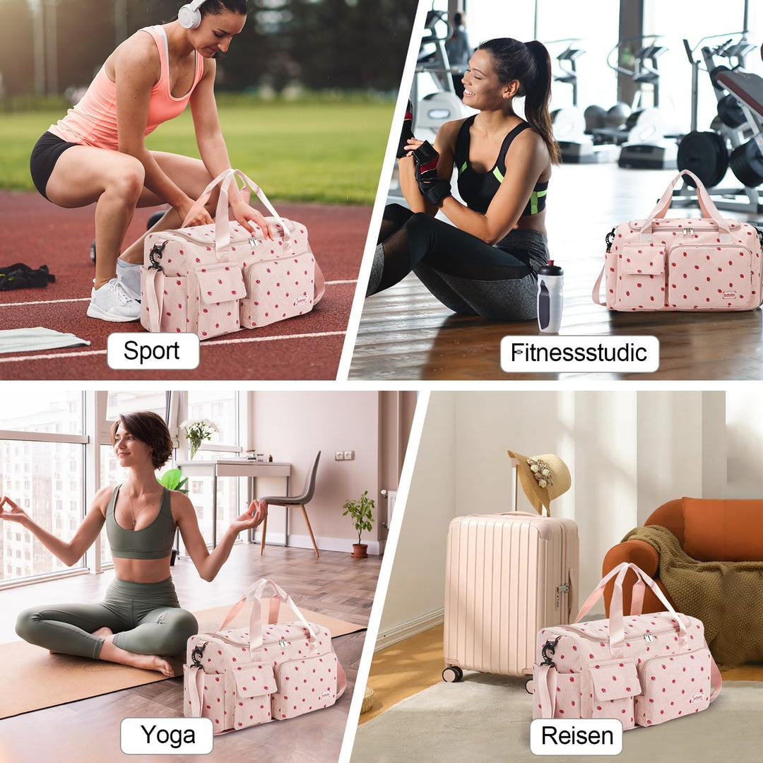 Ghope Sporttasche Reisetasche Mädchen Damen mit Schuhfach und Nassfach, Schwimmtasche Badetasche Tee