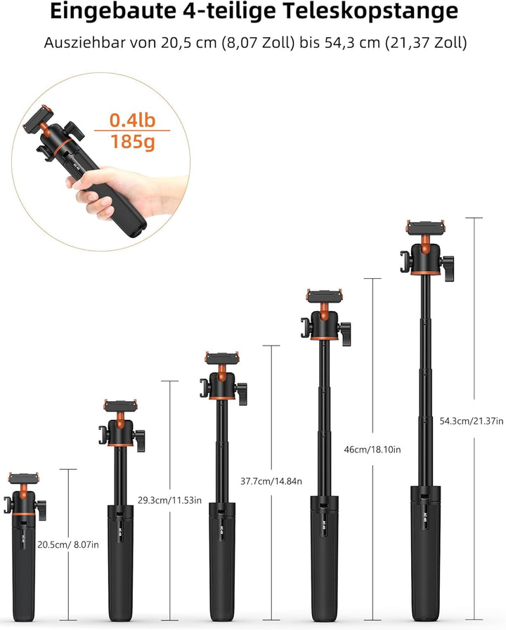 54 cm Selfie Stick Stativ für DJI Osmo Action 5 Pro/4/3, Osmo 360, 2-in-1 Kleines Tischstativ mit Ku