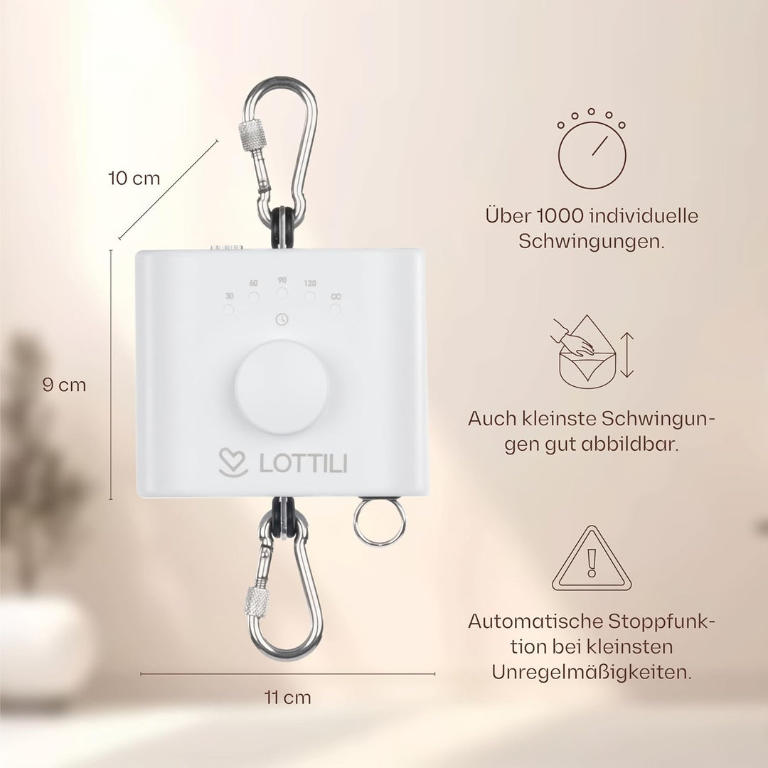 Lottili Federwiegen Motor | lautlos &amp; selbstlernend | mit Timer &amp; Dauermodus | fein einstellbare Sch