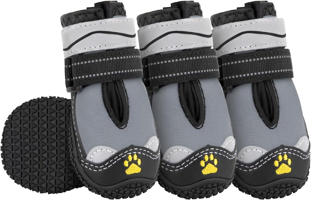 Eyein Hundeschuhe Pfotenschutz, 4 Stück Wasserabweisend Hundeschuhe mit Rutschfester Sohle und refle