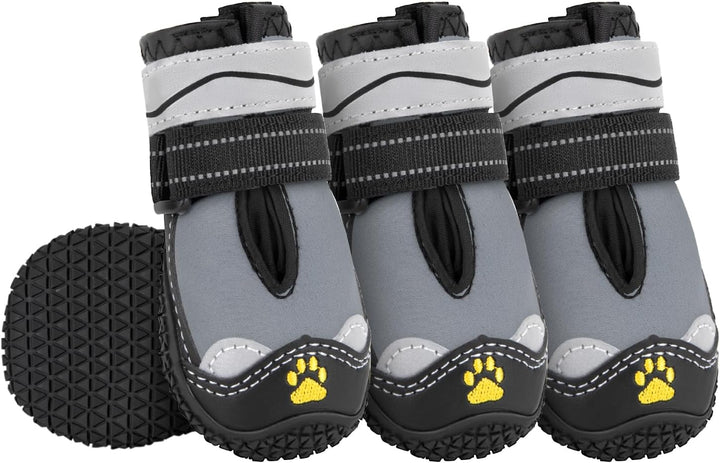 Eyein Hundeschuhe Pfotenschutz, 4 Stück Wasserabweisend Hundeschuhe mit Rutschfester Sohle und refle