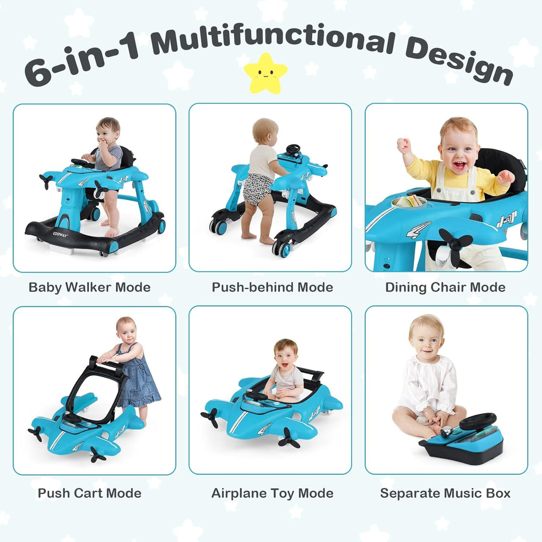 FANTASK Lauflernwagen Baby Walker, Lauflernhilfe 6 in 1 klappbar verstellbare Höhe Geschwindigkeit m