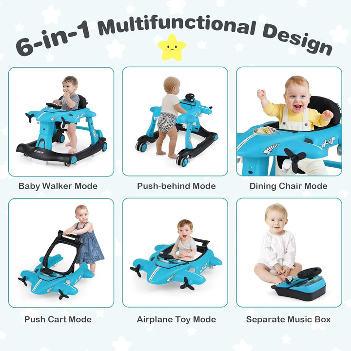 FANTASK Lauflernwagen Baby Walker, Lauflernhilfe 6 in 1 klappbar verstellbare Höhe Geschwindigkeit m