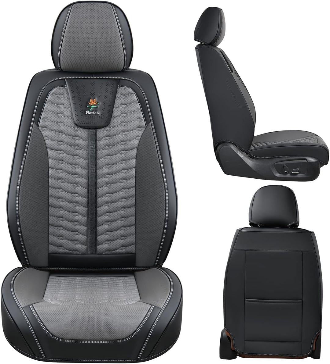 FLORICH Autositzbezüge, Premium Leder Vorder und Rücksitzbezüge, 5 Stück, universelles Auto-Innenaus