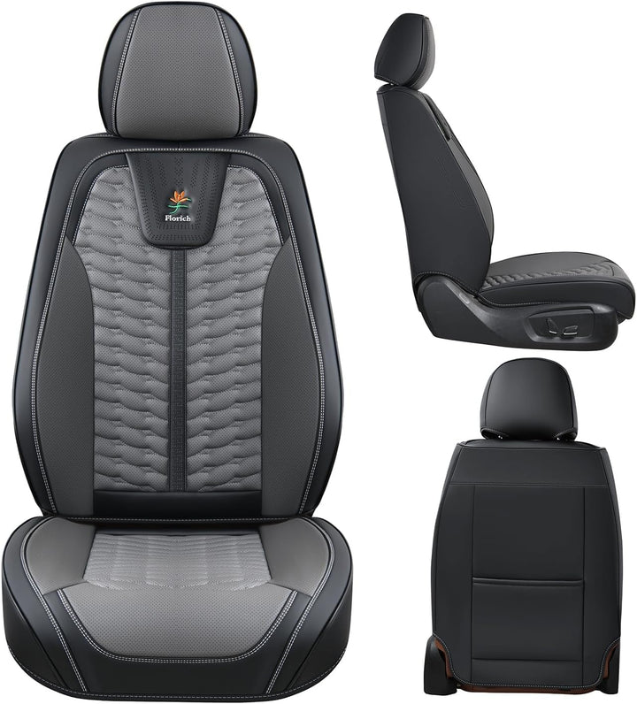 FLORICH Autositzbezüge, Premium Leder Vorder und Rücksitzbezüge, 5 Stück, universelles Auto-Innenaus