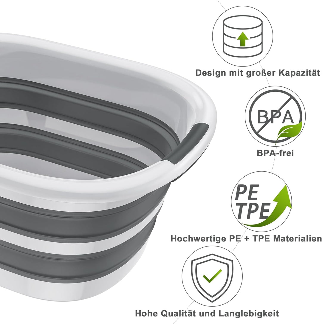 UISEBRT 26L Faltbarer Wäschekorb aus PP+TPE, Platzsparender Laundry Basket mit Griffen, Portable Was