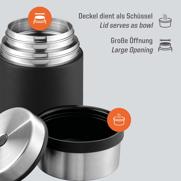 Esbit Thermobehälter Sculptor für Essen - Warmhaltebehälter 1000 ml in Schwarz - aus Edelstahl für w