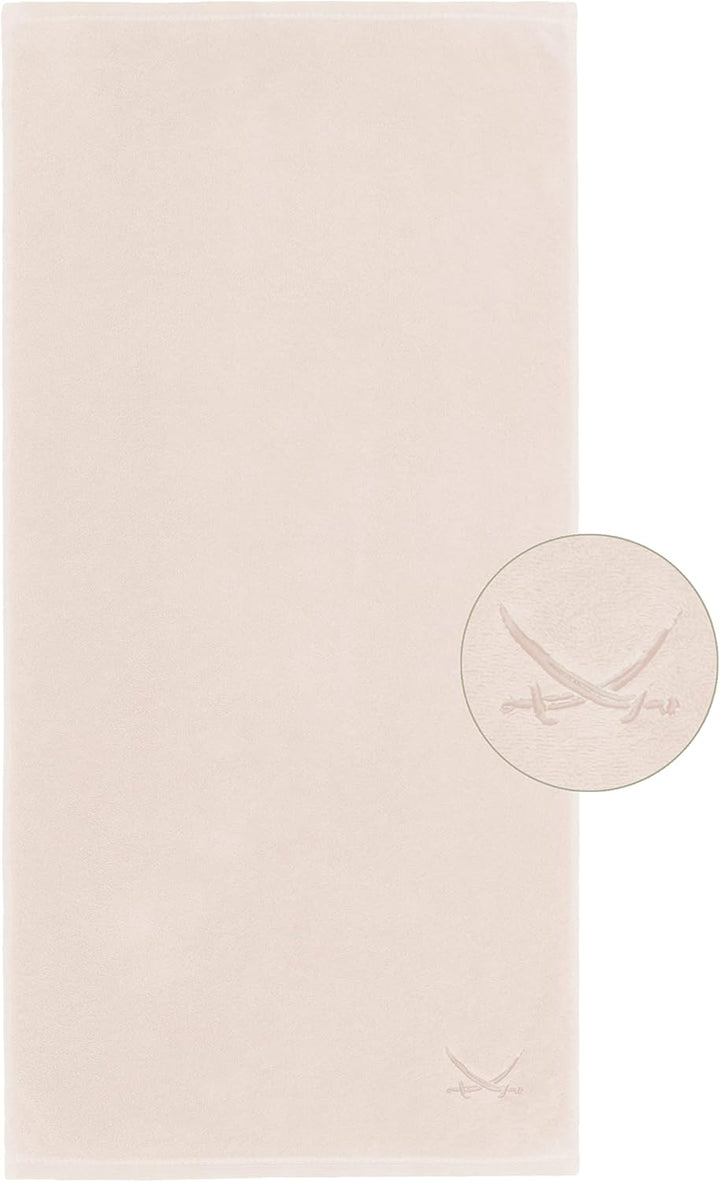 Sansibar Handtuch mit gesticktem Säbel Logo Badtuch 100% Baumwolle 50x100 cm (4er Set, Sand) 4er Set