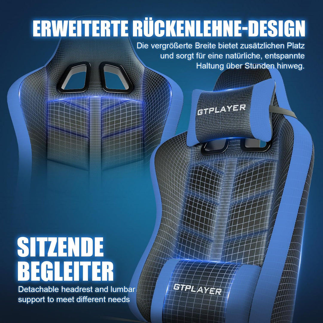 GTPLAYER Gaming Stuhl, Bürostuhl Gamer Stuhl, Ergonomischer Gamer Sessel mit Fussstütze, Gaming Chai