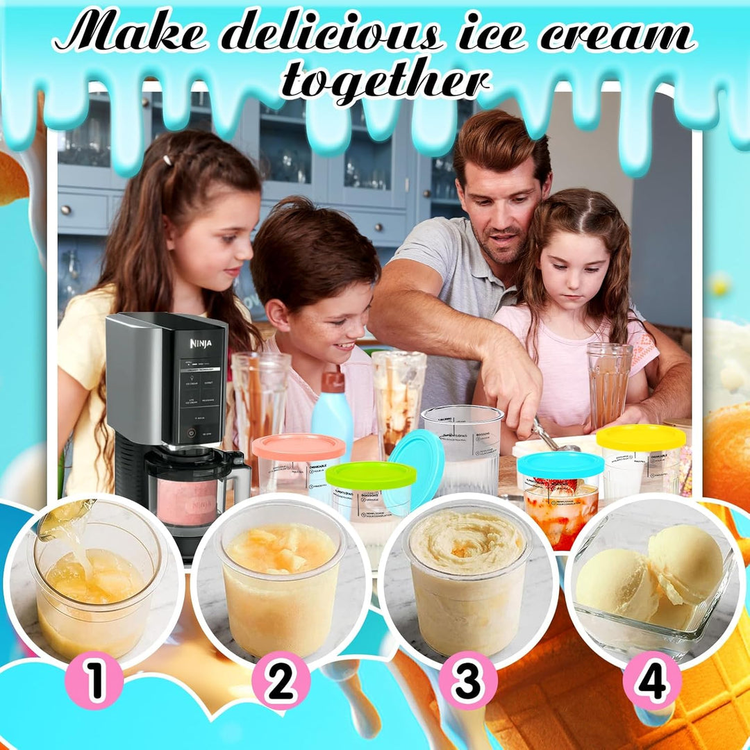 Behälter für Ninja Creami Deluxe Pints, 4 Stück Eisbehälter Set für ninja creami deluxe für NC501 NC