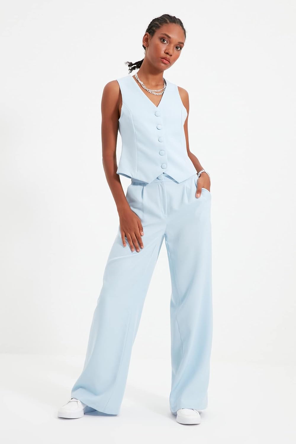 TRENDYOL Damen Pants Trendyol Wide Leg Hose 34 Light Blue, 34 Light Blue