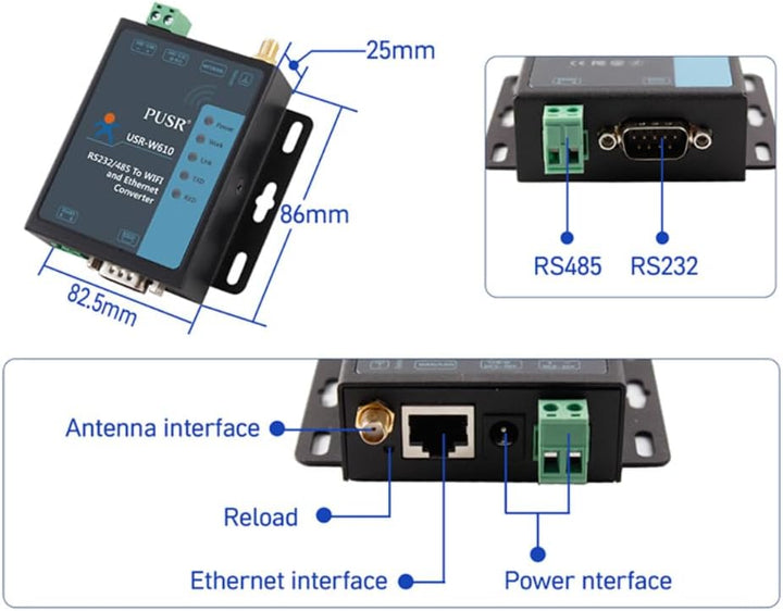 USR-W610 Wireless Converter Serial to WiFi Ethernet Converter RS485/RS232 WiFi Serial Server Support