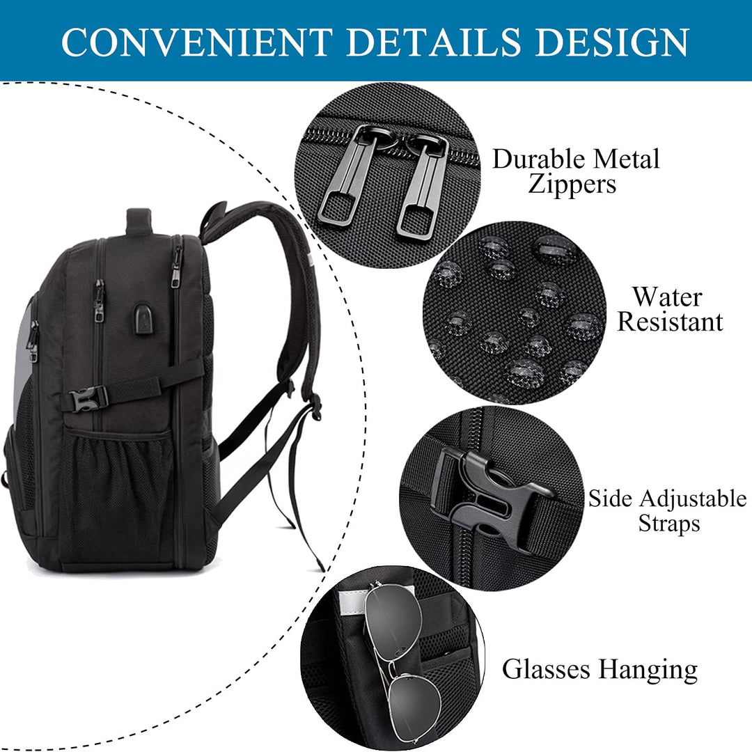 LIWAG Extra Gross Rucksack Herren 50L Wasserdicht 17 Zoll Laptoptasche Arbeit Laptop Rucksack mit US