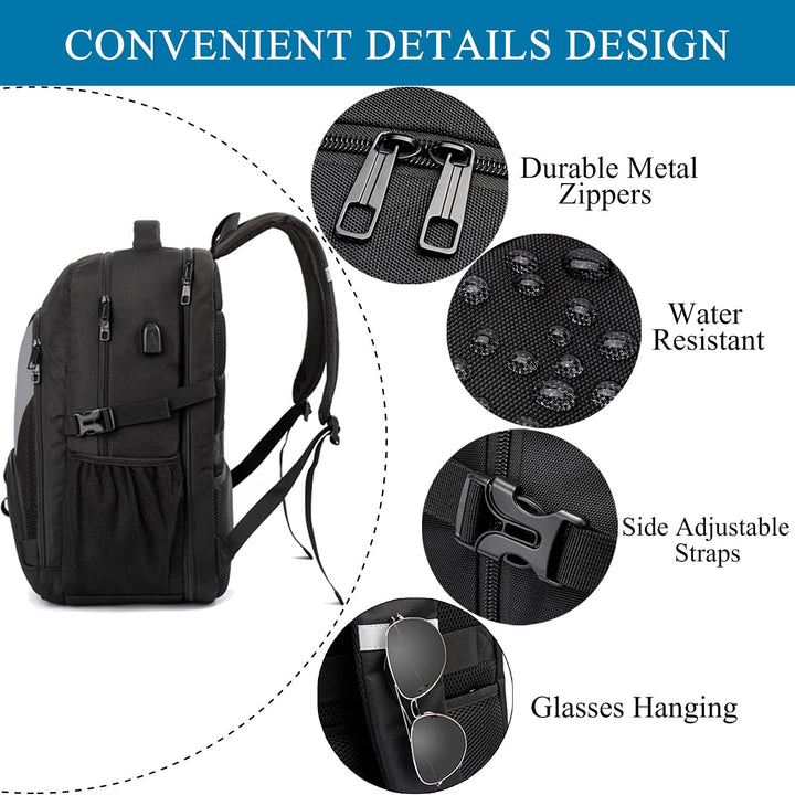 LIWAG Extra Gross Rucksack Herren 50L Wasserdicht 17 Zoll Laptoptasche Arbeit Laptop Rucksack mit US