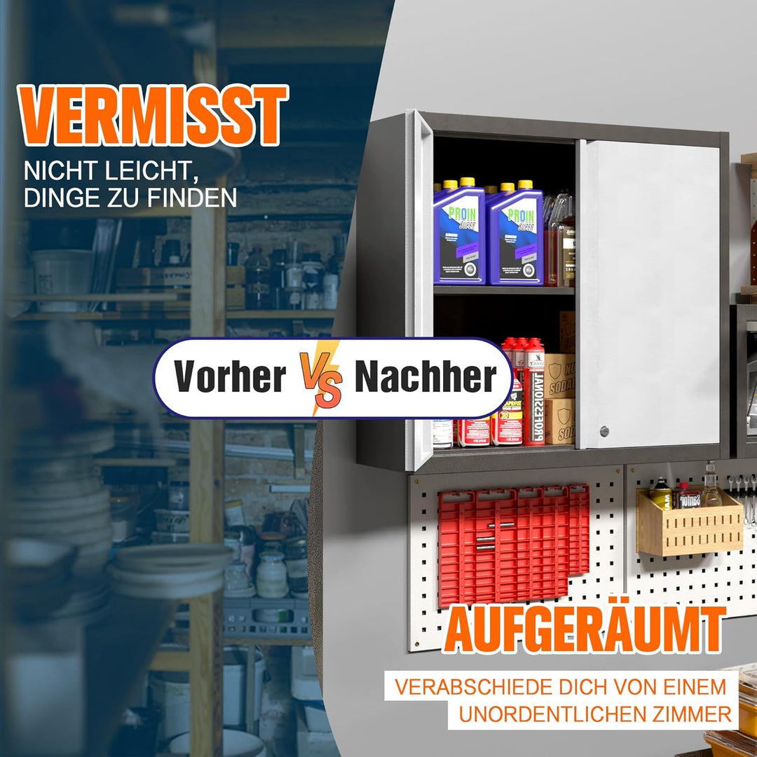 Hängeschrank Metall Werkzeugschrank mit 1 Höhenverstellbaren Fachböden&amp;2 Türen,Abschliessbar Wandhän