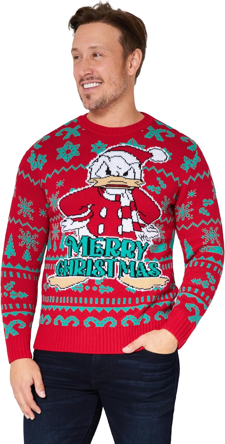 Disney Christmas Sweater Herren S-XXL, Weihnachtspullover Herren Lustig mit Rundhalsausschnitt - Ges