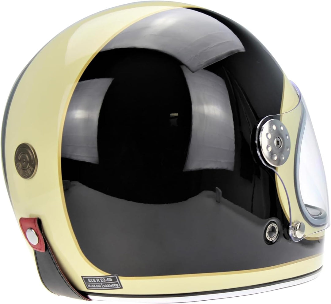 F656 Vintage Retro Full Face Motorcycle Helmets - Fibreglass Motorbike Helmets ECE Approved Crash He