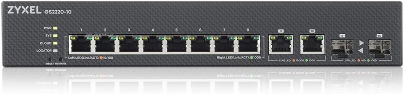 Zyxel GS2220-10-EU0101F Network Switch Managed L2 Gigabit Ethernet (10/100/1000) Black, GS2220-10-EU
