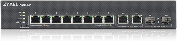 Zyxel GS2220-10-EU0101F Network Switch Managed L2 Gigabit Ethernet (10/100/1000) Black, GS2220-10-EU