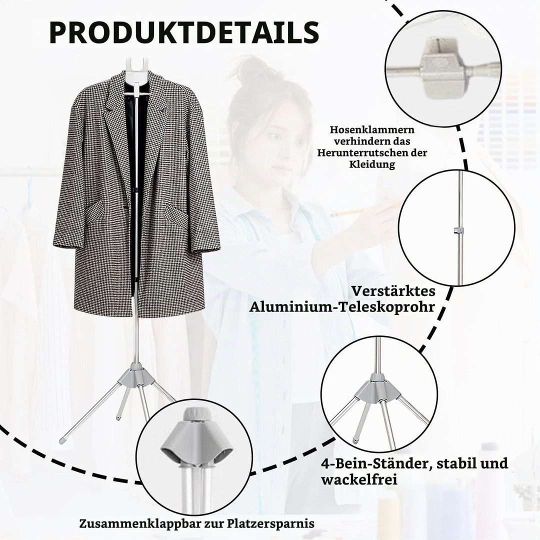 Kleiderbügel für Dampfglätter, 360° Drehbarer Dampfglätter Klappbarer, 84-160 cm Höhenverstellbarer