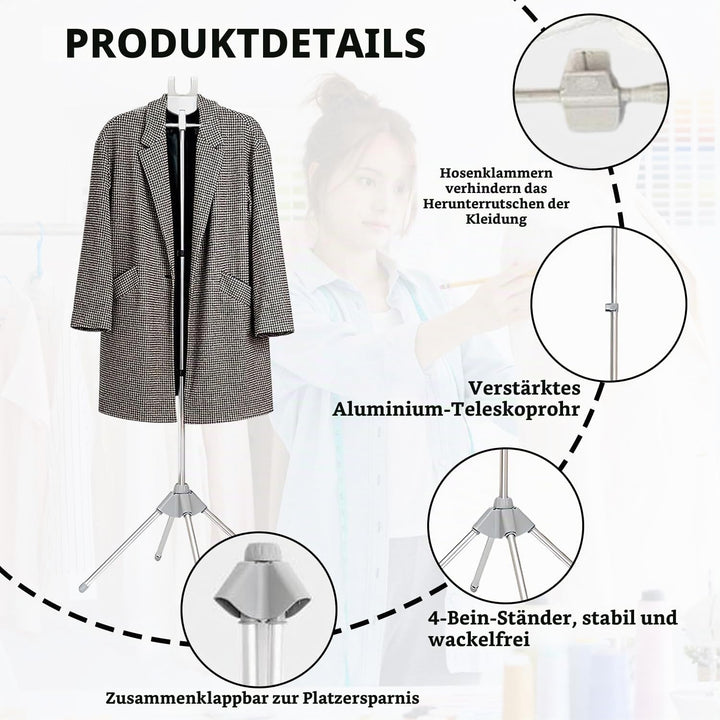Kleiderbügel für Dampfglätter, 360° Drehbarer Dampfglätter Klappbarer, 84-160 cm Höhenverstellbarer