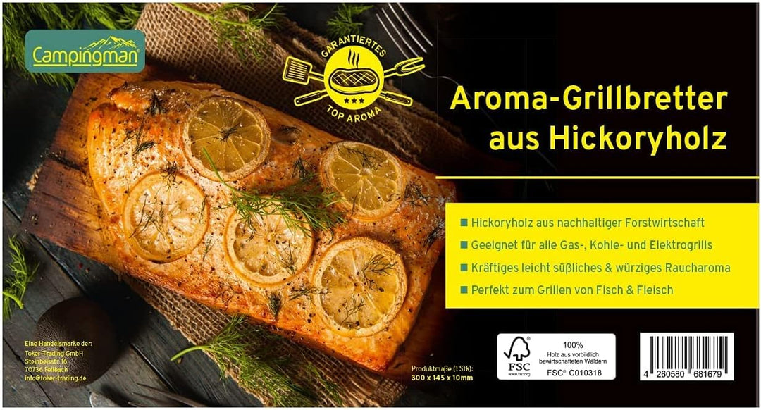 Campingman XXL Räucherbretter Aroma Grillbretter aus Hickoryholz, Grillplatte für Gas-, Kohle- und E