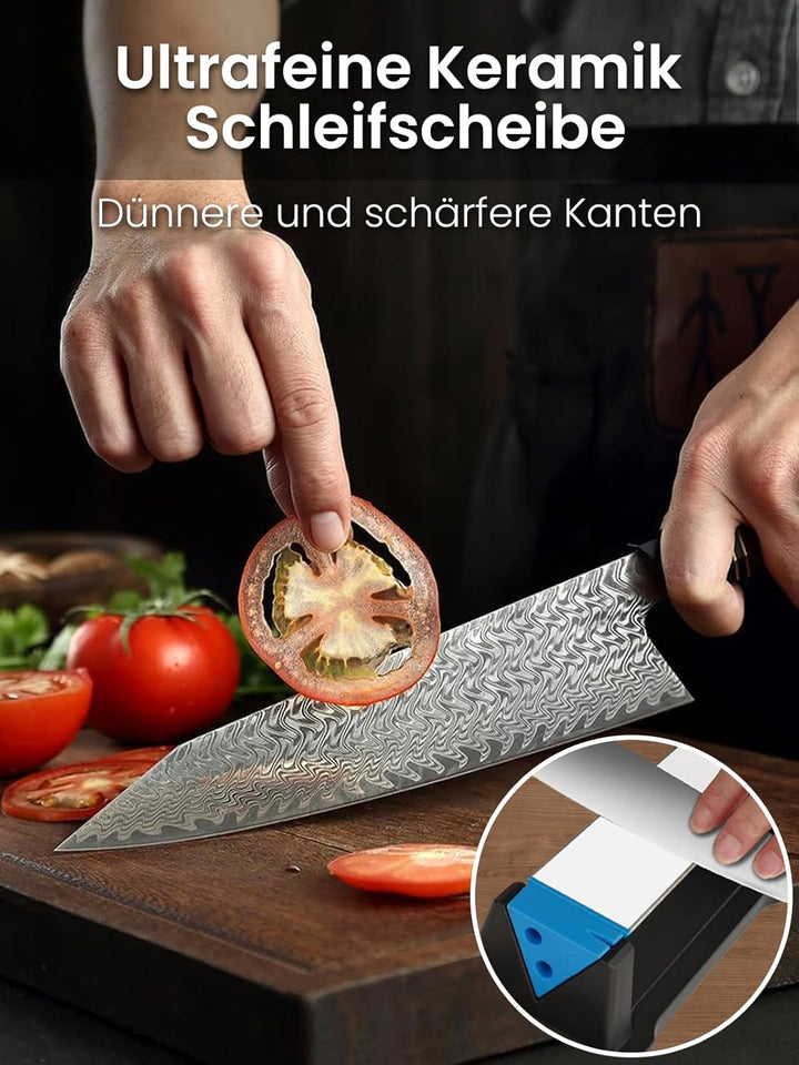 Diamant-Schärfstein, 3-Seiten-Körnung 400/1000/8000, Premium Diamant- & Keramik-Schleifstein mit Win