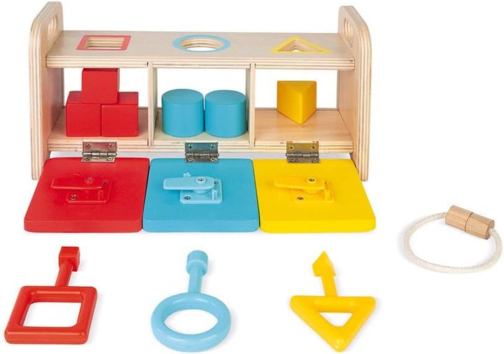 Janod - Essentiel - Der Schlüsselkasten - 2-in-1 Lernspiel aus Holz Babys und Kleinkinder - Erlernen