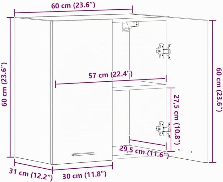 vidaXL Hängeschrank 2 Regalböden Küche Schrank Einbauküche Küchenzeile Küchenmöbel Oberschrank Küche