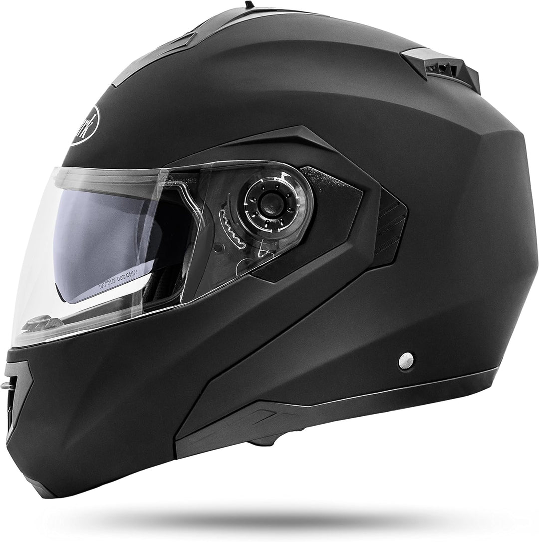 ATO-Moto Montreal Schwarz matt Grösse S M L XL Klapphelm mit Doppelvisier System und der neusten Sic