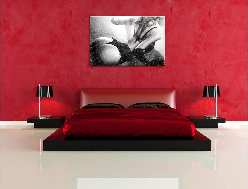 Pixxprint Frau in sexy Dessous als Leinwandbild/Grösse: 100x70 cm/Wandbild/Kunstdruck/fertig bespann