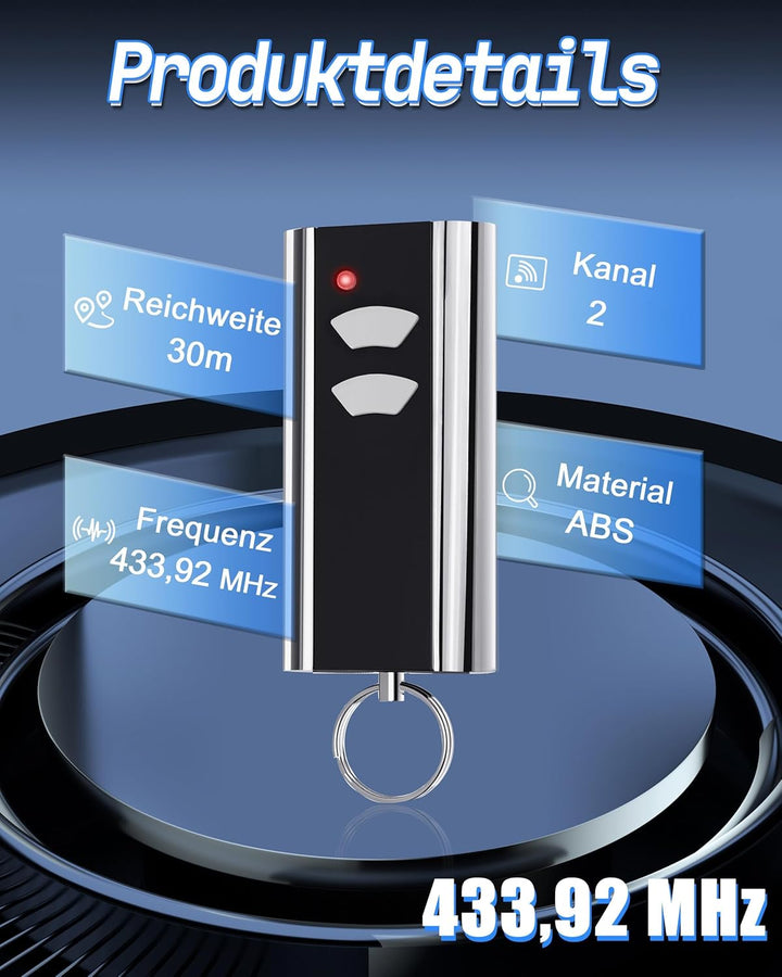 2 Stück für Normstahl RCU433-2K: Garagentor-Handsender-Ersatz, 433,92 MHz | Kompatibel mit Normstahl