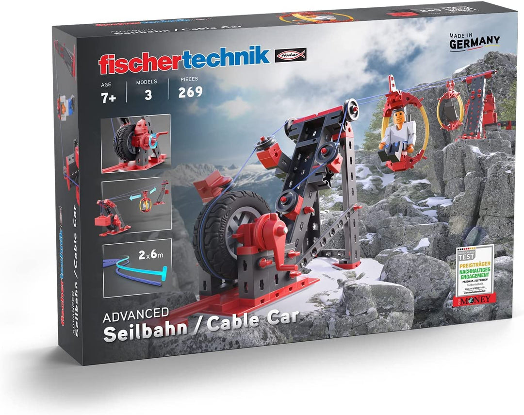 Fischertechnik 564068 Advanced Seilbahn – Bausatz für Kinder ab 7 Jahren, Spielzeug mit Gondel- und