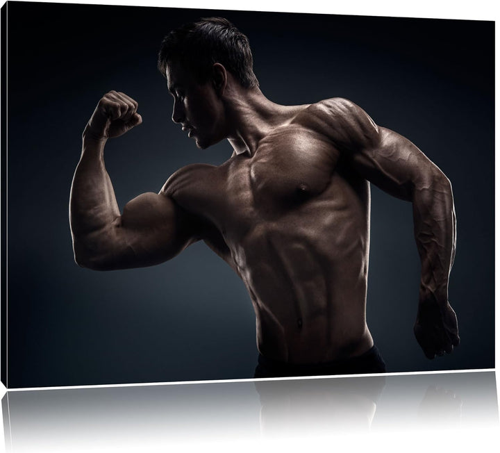 Starker Bodybuilder Format: 100x70 auf Leinwand, XXL riesige Bilder fertig gerahmt mit Keilrahmen, K
