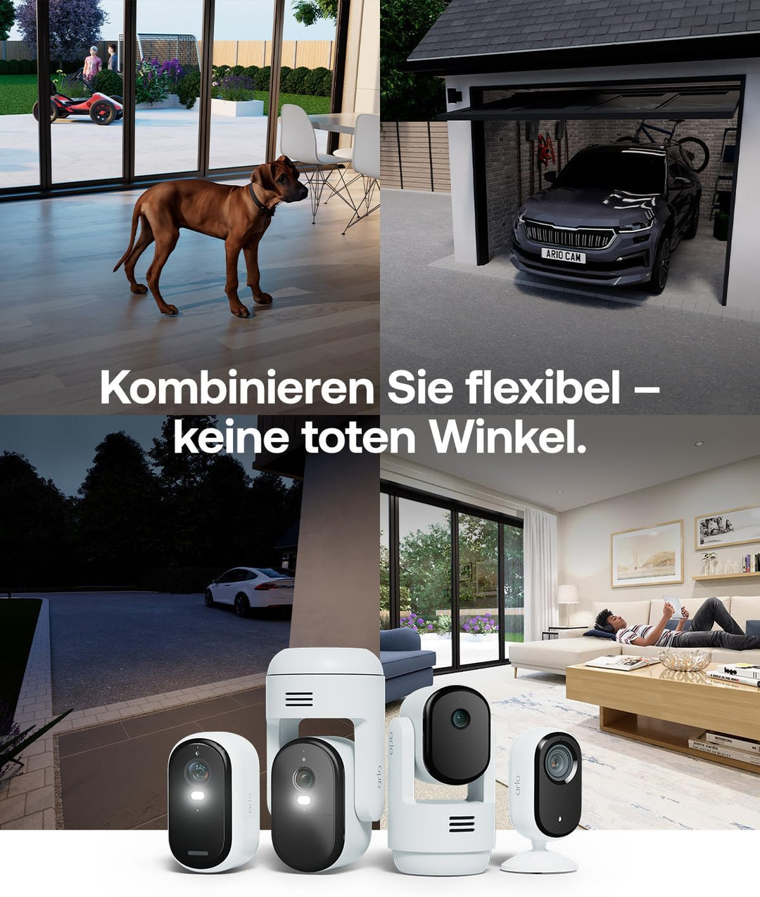 Arlo Essential 3 HD PTZ Überwachungskamera Aussen WLAN, 1080p Video, Farbnachtsicht, 360º Schwenkbar