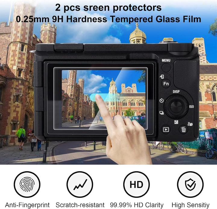 Rieibi Silikonhülle für Canon G7X Mark III Gehäuse, G7X Mark III Zubehör mit 2 Stück Displayschutz,
