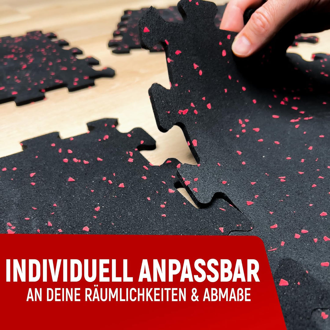 NEOLYMP Bodenschutzmatte Fitness 5 x 8 Stück (40 Matten), extra dicker und robuster Naturkautschuk -