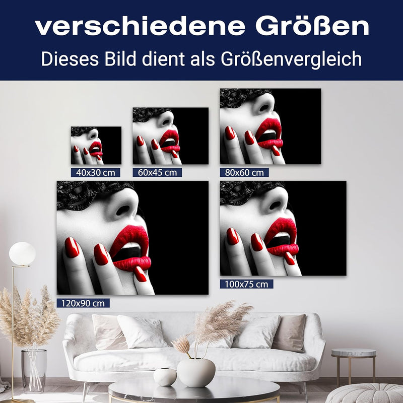 wandmotiv24 Leinwandbild 260 g/m² - Kunstdruck auf Leinwand - Wandkunst - Wandbild mit Frauen Lippen