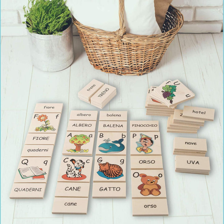 Dida - Das Alphabet Für Kinder Aus 63 Holzteilen. Bilder, Buchstaben Und Wörter Der Italienischen Sp