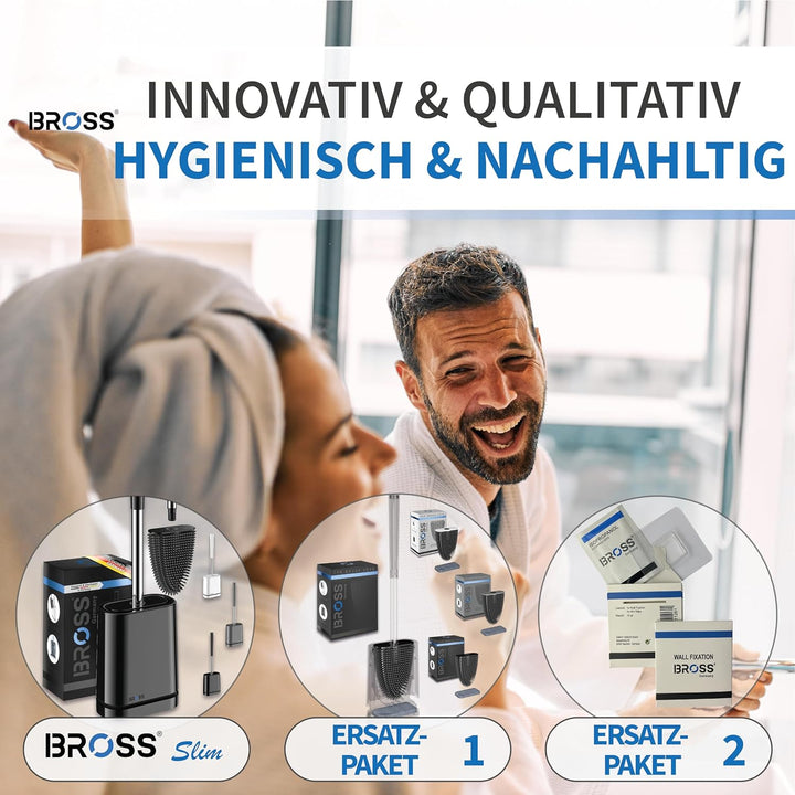 BROSS® Klobürste Silikon - Patentierte Toilettenbürste - Klobürste Schwarz - WC Bürste & Klobürstenh