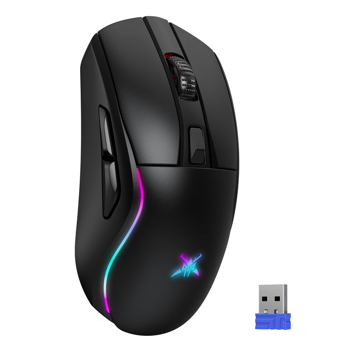 TECKNET Gaming Maus Kabellos, 24000 DPI mit DREI Verbindungsmodi und 6 RGB-Leuchten, Wiederaufladbar