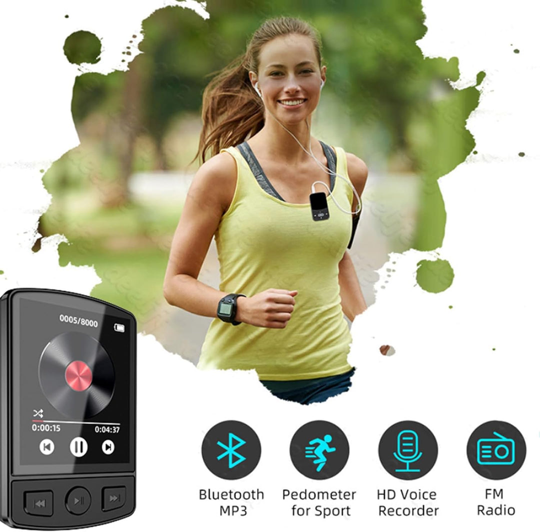 MP3 Player Bluetooth, Tragbarer digitaler Musikplayer mit Lautsprecher, Sprachaufzeichnung Eingebaut