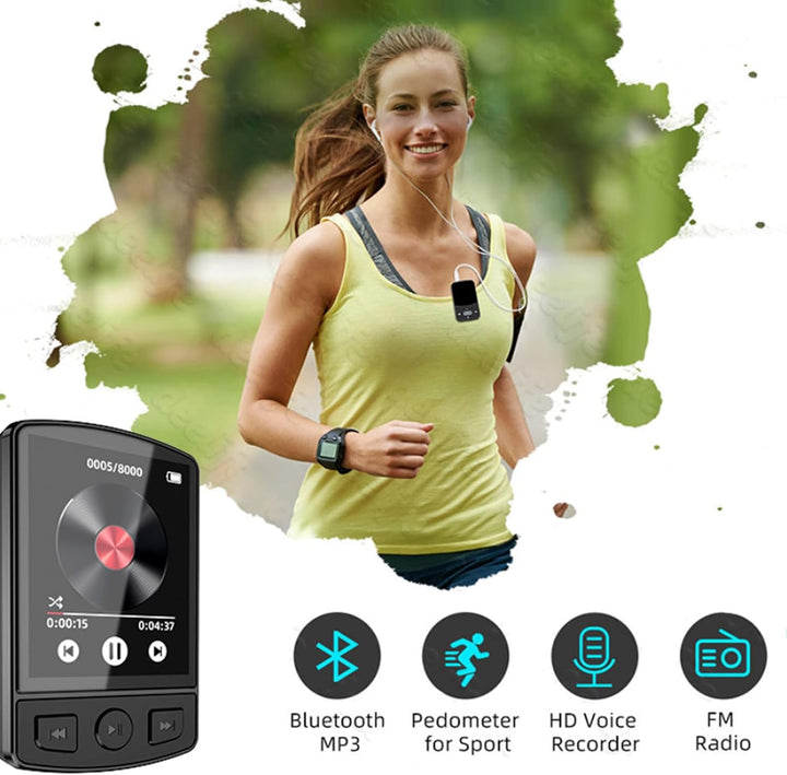MP3 Player Bluetooth, Tragbarer digitaler Musikplayer mit Lautsprecher, Sprachaufzeichnung Eingebaut