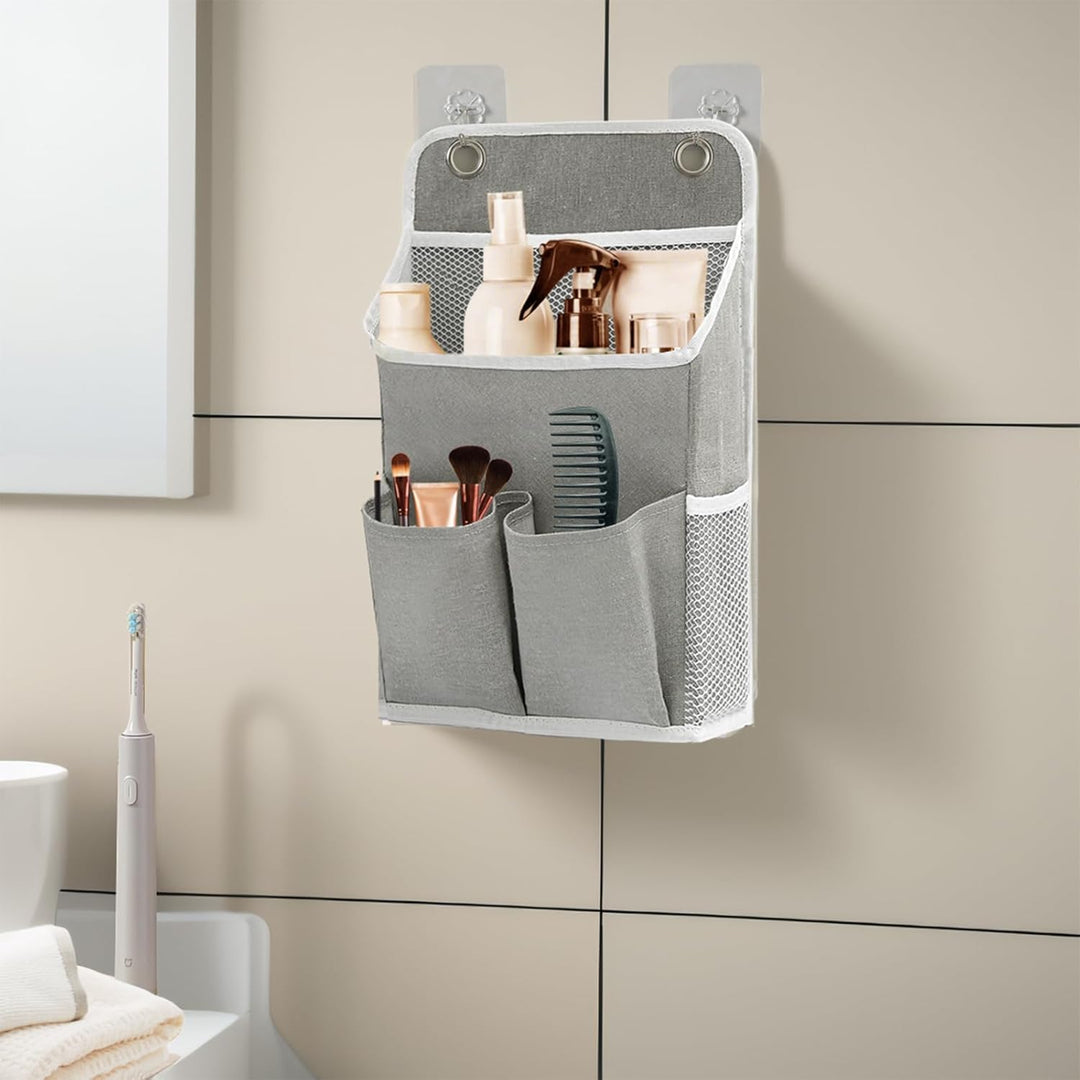 2 Stück Hängeorganizer Grau, Wandorganizer mit Taschen, Türregal Stoff Hängeaufbewahrung für Bad, Sc