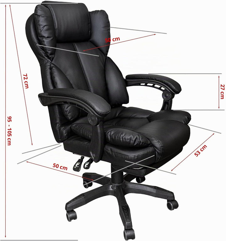Schreibtischstuhl ergonomisch mit Flexibler Rückenlehne &amp; Kopfstütze - Bequemer Bürostuhl für Schrei