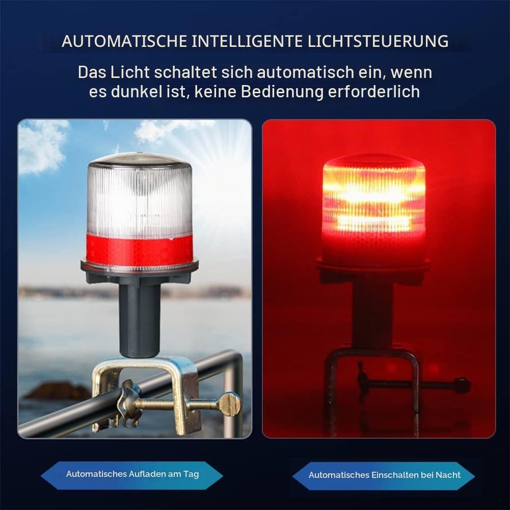 Solare Signalleuchten, LED Boot Navigationslichter mit Solarlichtquelle, IP65 Wasserdichtes Design f