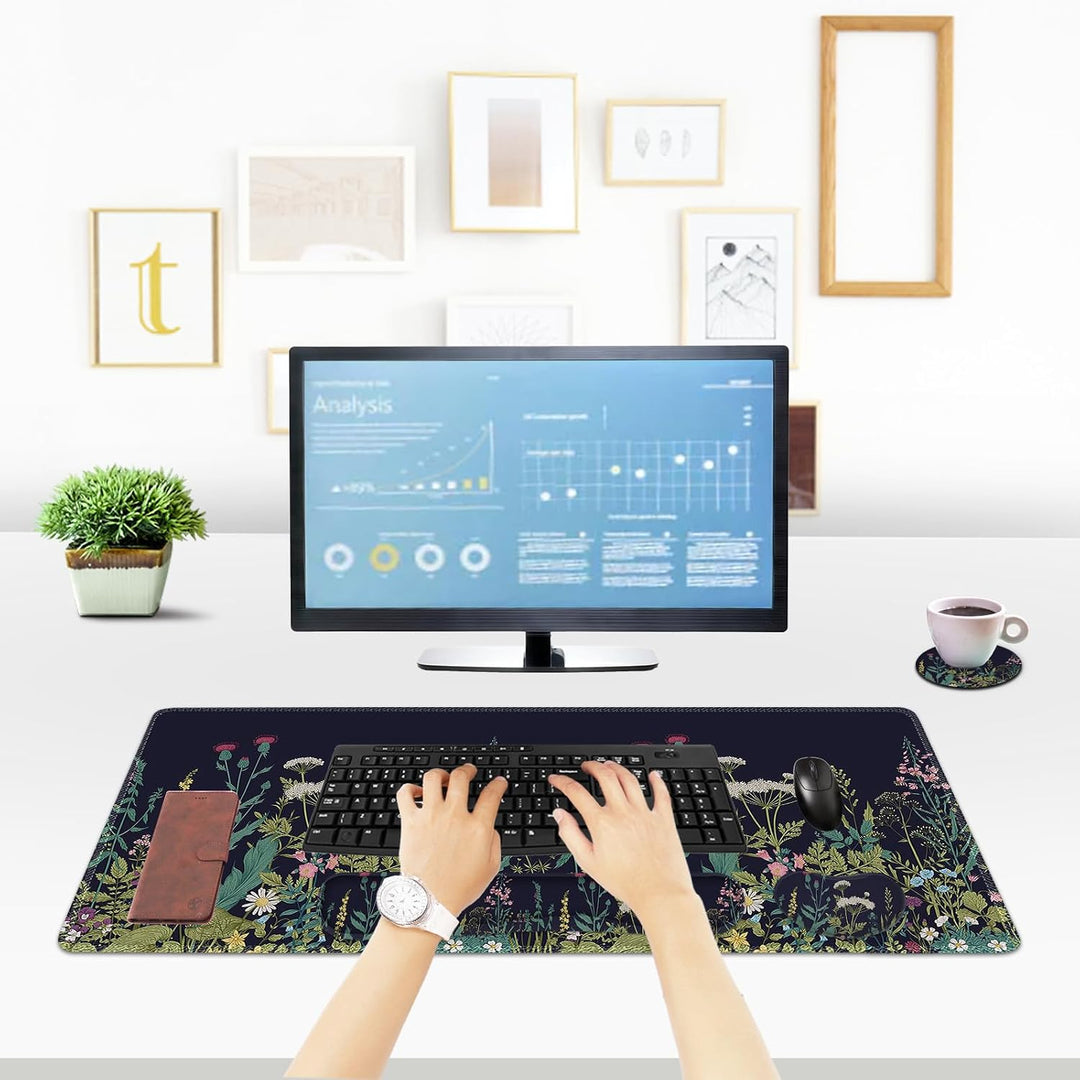 ToLuLu Erweitertes Gaming-Mauspad, Memory-Schaum ergonomische Tastatur-Maus-Handgelenkstütze Set, gr