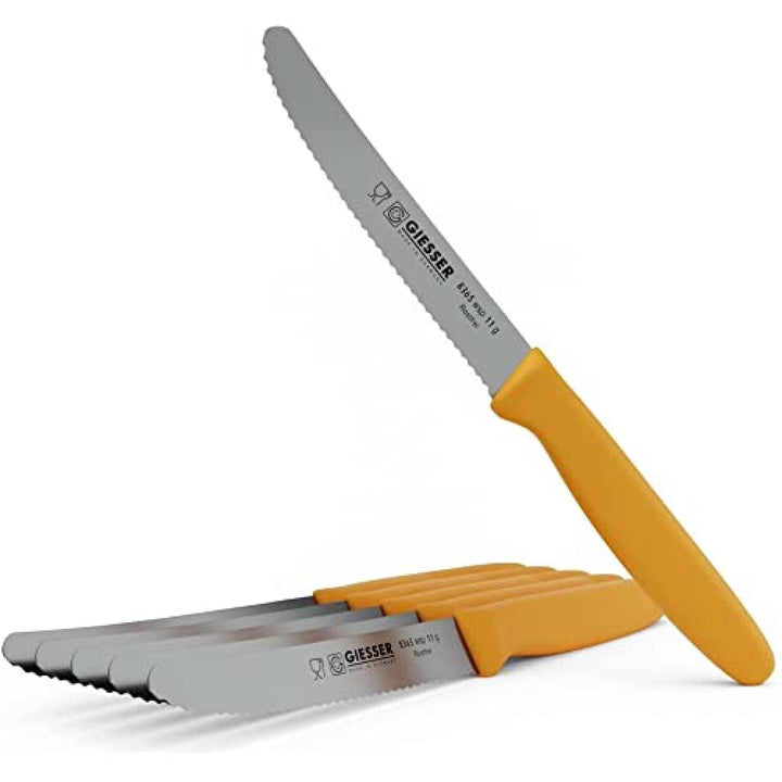 Giesser seit 1776 - Made in Germany - Tomatenmesser 6er Set orange, Klinge 11 cm, rutschfest, kleine